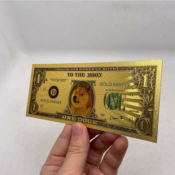 Dogecoin Dollar Gold Banknote Certificate Bill Crypto Souvenir One Doge - Picture 7 of 7